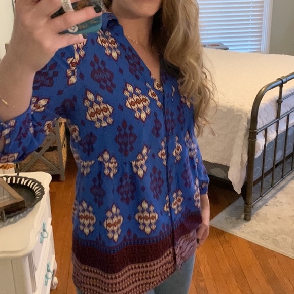 Maeve Tops - MAEVE BLUE BOHO TOP